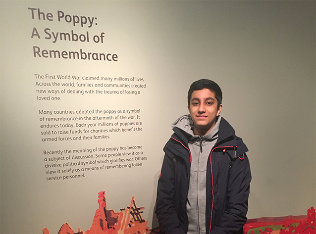 Humzah featured in the poppies exhibition at National Army Museum